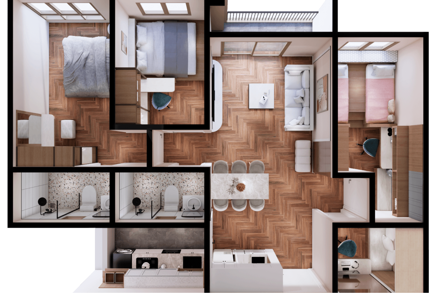 Aria Type A1 room layout render