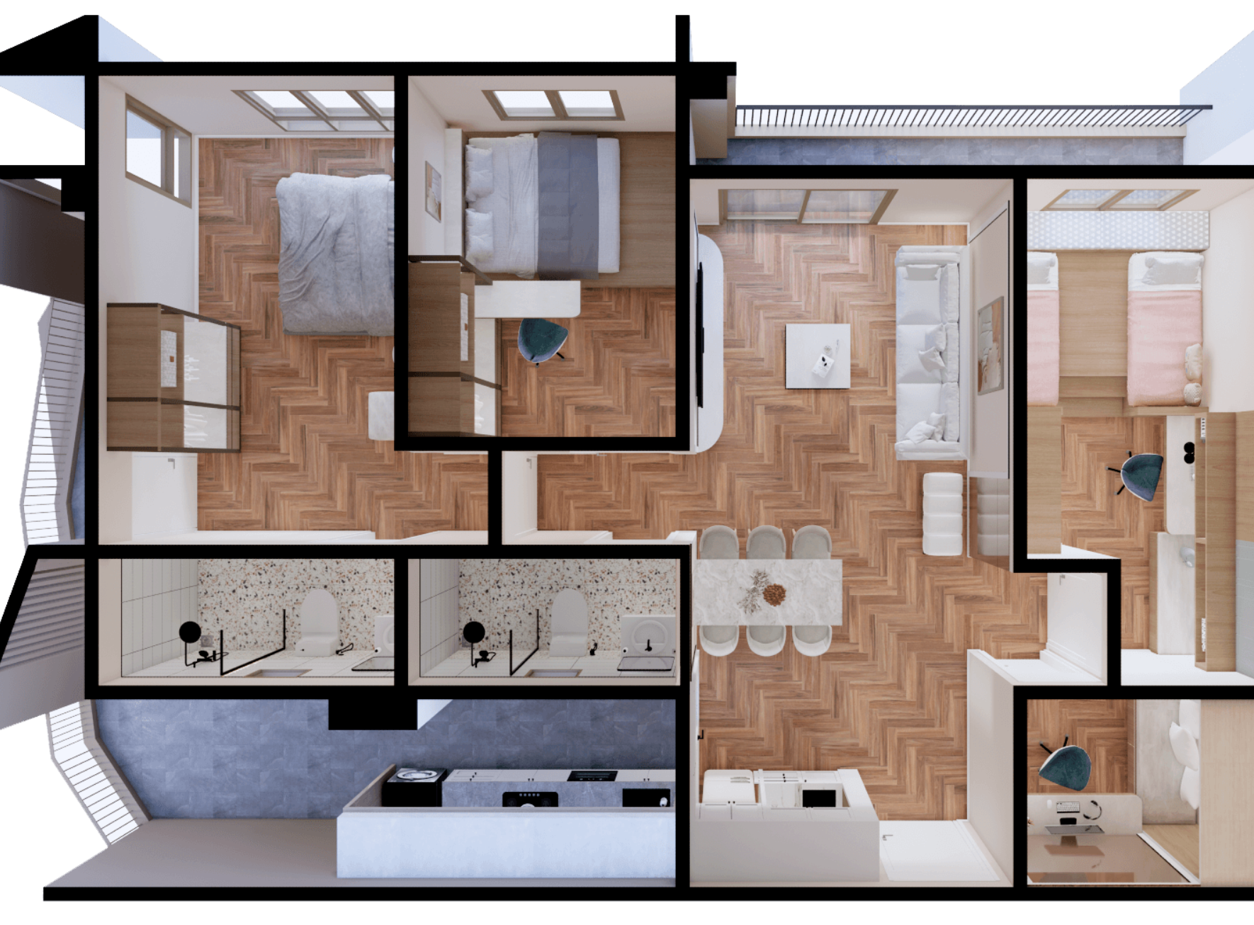 Aria Type B5 room layout render